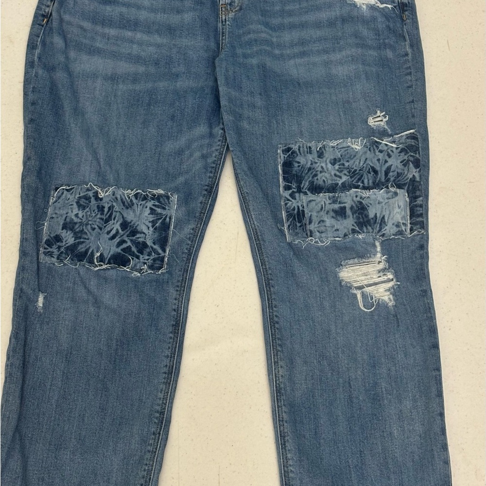 Size 16 Old Navy Blue Distressed Women's Jeans Patchwork Denim